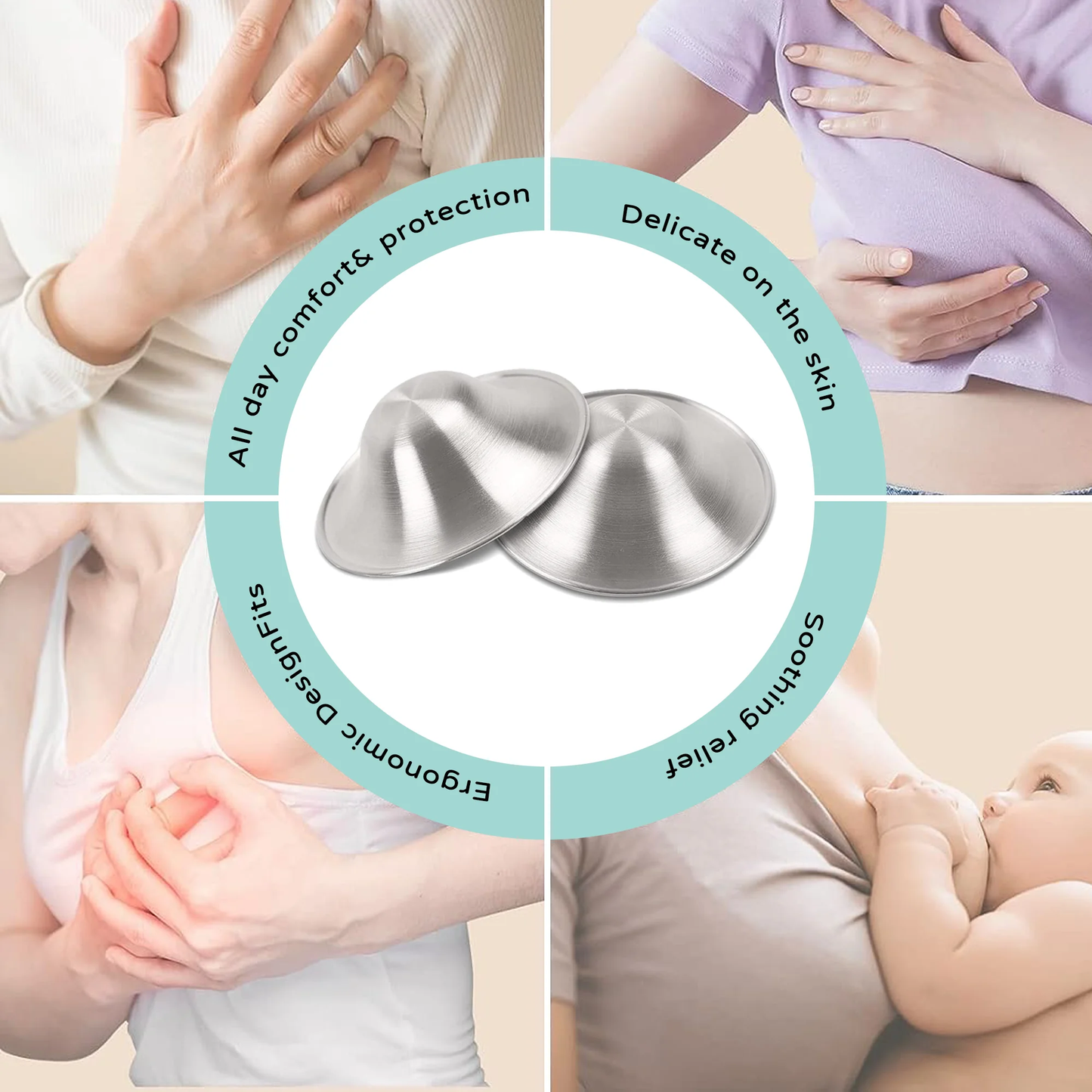 Orginal 925 Silver Nursing Cups | Essentials Reusable Breastfeeding Accessories| Baby Nipple Shield| Nipple Shields for Nursing Newborn – Nickel Free – 925 Silver