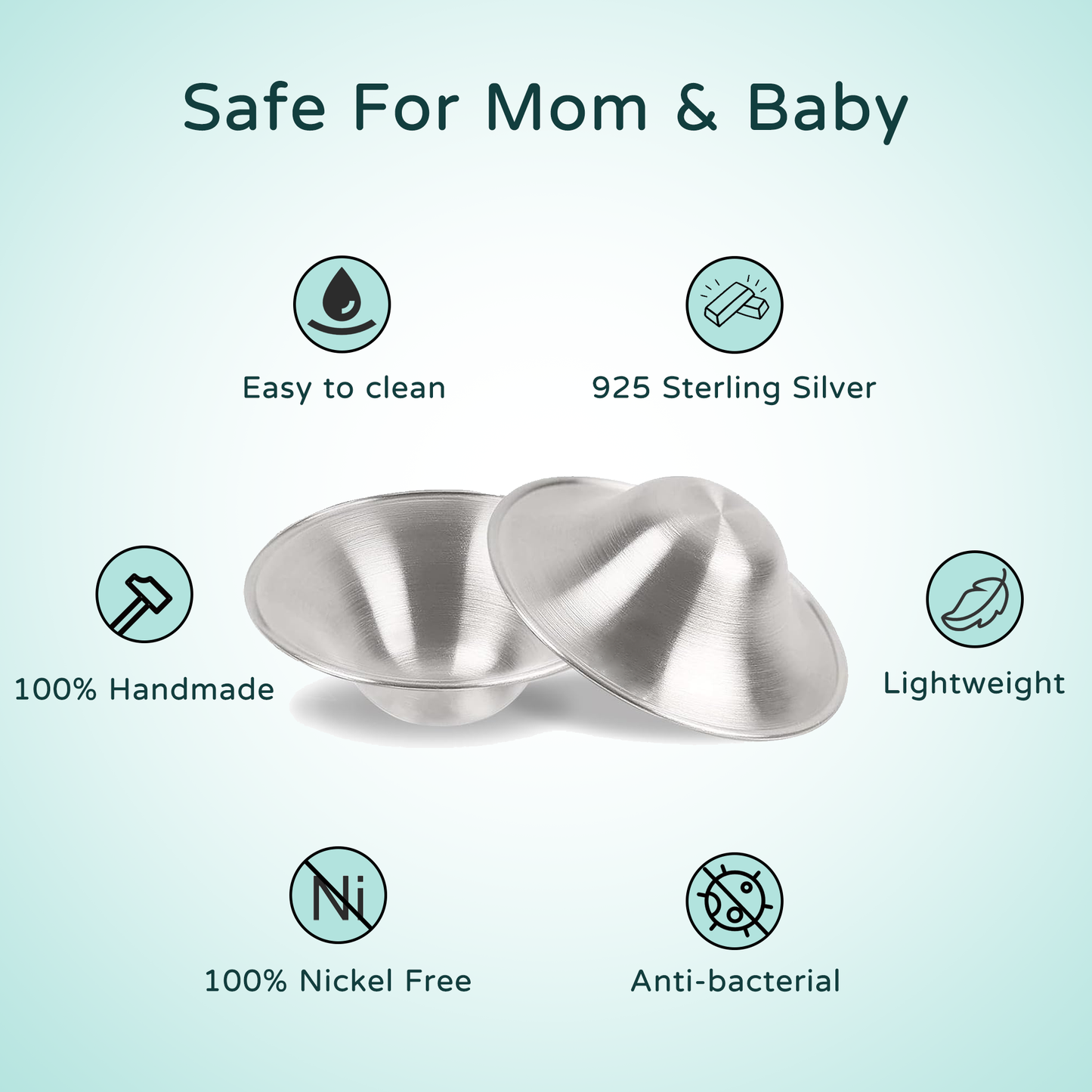 Orginal 925 Silver Nursing Cups | Essentials Reusable Breastfeeding Accessories| Baby Nipple Shield| Nipple Shields for Nursing Newborn – Nickel Free – 925 Silver